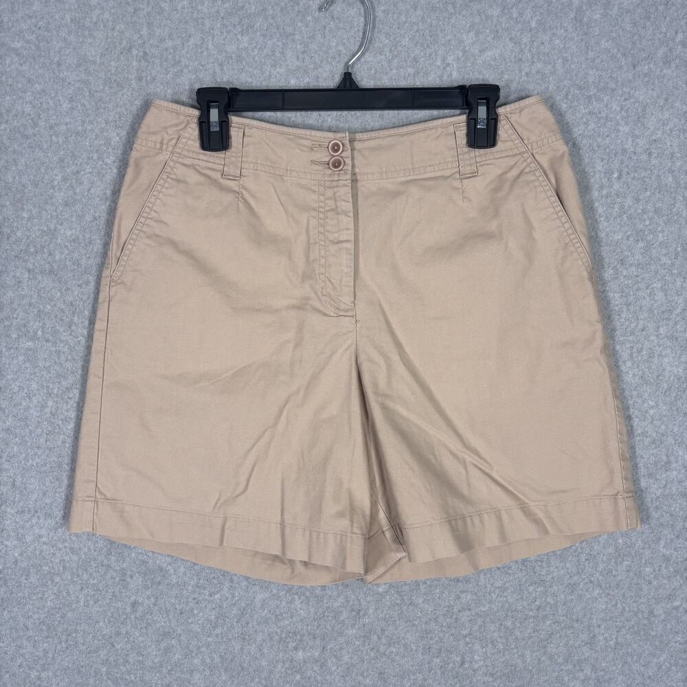 Talbots Shorts 10 Tan Khaki Chino Stretch Pockets Academia Granny GORP 7 Inseam